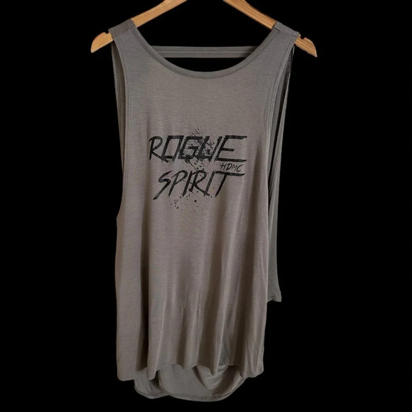 Harley Davidson Womens Large Gray Rogue Spirit Open Back Tank Top Tunic Stretchy - Picture 3 of 5